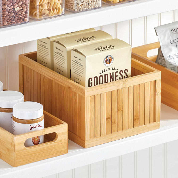 mDesign Rebrilliant Wood Bamboo Kitchen Pantry Organizer Bin 3 Pack Natural & Reviews